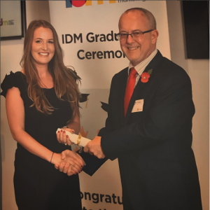 Yasmin receives the IDM Professional Diploma in Direct and Digital Marketing